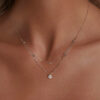Bamoer U 0.5CT Double Layers Moissanite Necklace Adjustable Round Beads Chain Water Drop Pendant for Women Engagement Gift