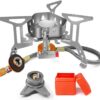 AUTOPkio Campingkocher 3500W, Winddicht Gas Campingkocher mit Piezozündung Faltbar Gaskocher Gasbrenner mit Adapter Gasherd für Outdoor Picknick Trekking Hiking Wandern