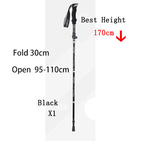 1abae0af07add054 5-Section Outdoor Fold Trekking Pole Camping Portable Walking Hiking Stick For Nordic Elderly Telescopic Club Easy Put Into Bag