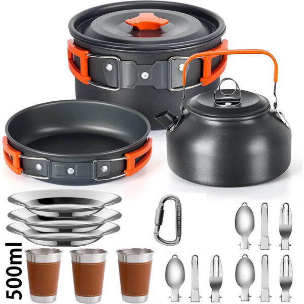 Cooking set Camping Cookware Travel Tableware Outdoor Picnic Set Teapot For 2-3 Peaple Non-stick pots assorted sets