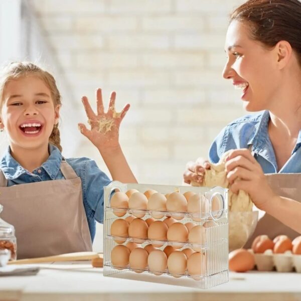 1aebab804f949e46 Kitchen Large Capacity Fridge Storage Box - Portable Multi-Layer Tray Organizer, Convenient Opening/Closing Egg Holder