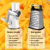 1b06d2117dc4470f Ourokhome Rotary Cheese Grater Shredder - 3 Drum Blades Manual Speed Round Food