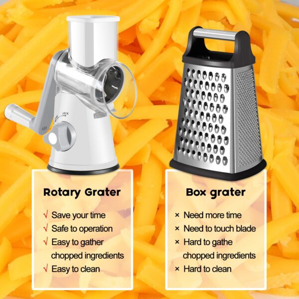 1b06d2117dc4470f Ourokhome Rotary Cheese Grater Shredder - 3 Drum Blades Manual Speed Round Food
