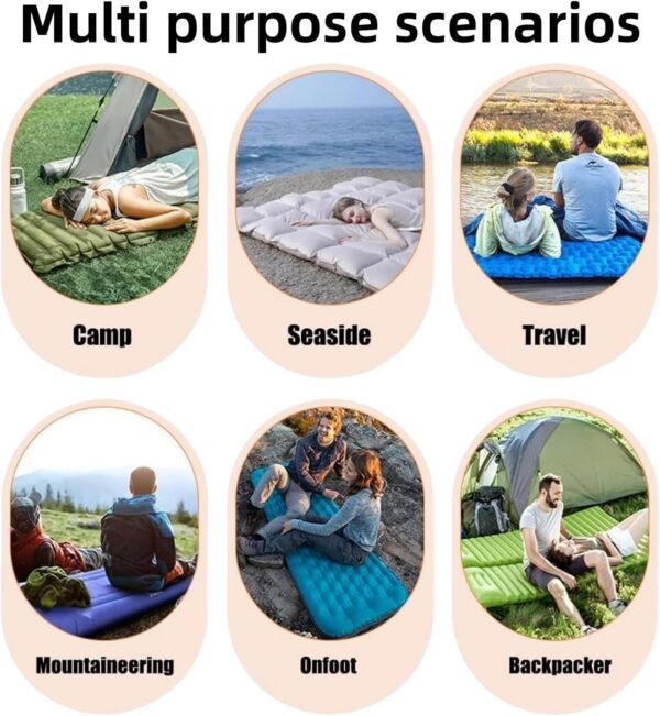 1b1ec5e58d1435dd Coziya Matelas, Portable Waterproof Sleeping Pad, Ultralight Inflatable Camping Mattress, Built-in Pillow and Anti-Slip Design, for Camping, Travel, Home, Office (Navy Blue)
