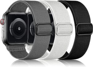 1b3abb37a1b01dba DaQin 3 Pack Elastic Bands Compatible with Apple Watch Band 45mm 44mm 49mm 42mm 41mm 40mm 38mm Women Men, Soft Nylon Solo Loop Straps for Apple Watch SE iWatch Series 9/8/7/6/5/4/3/2/1/Ultra/Ultra 2