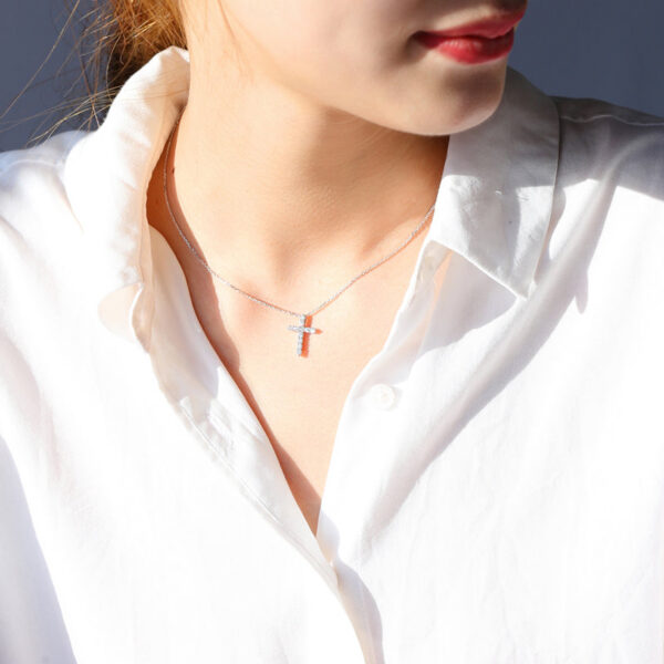 NKHOG 3/4/5mm D Color Moissanite Cross Pendants Necklace For Women Sterling Sier Christian Diamond Neck Chain Fine Jewelry