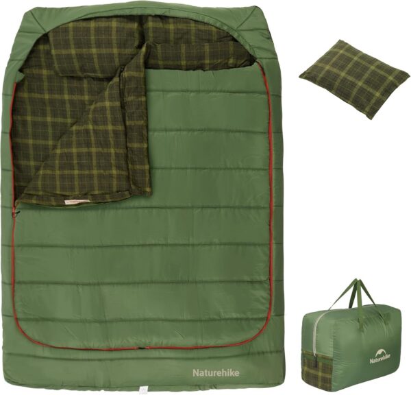 1b475b8a2dc0275e Naturehike 0 Degree and 40 Degree Flannel Two Person Sleeping Bag with Pillows for Adults, Couples & Family, Doublewide Double Sleeping Bag 2 Person for All Seasons Camping Hiking Backpacking