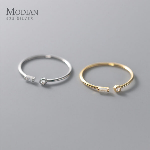 Modian Real Sterg Sier Simple Thin Clear CZ Finger Rings Adjustable 14K Gold Ring For Women Wedding Jewelry Gifts