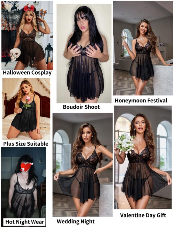 1b521a7e0797ee2d Avidlove Women Babydoll Lace Nightgown Mesh Chemise Boudoir Nighty Teddy Lingerie