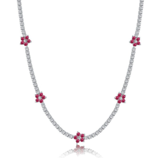 1b650feb8b7ff38f Wong Rain 100% Sterling Sier Flower Lab Sapphire Emerald High Carbon Diamonds Gemstone Tennis Chain Necklace Fine Jewelry