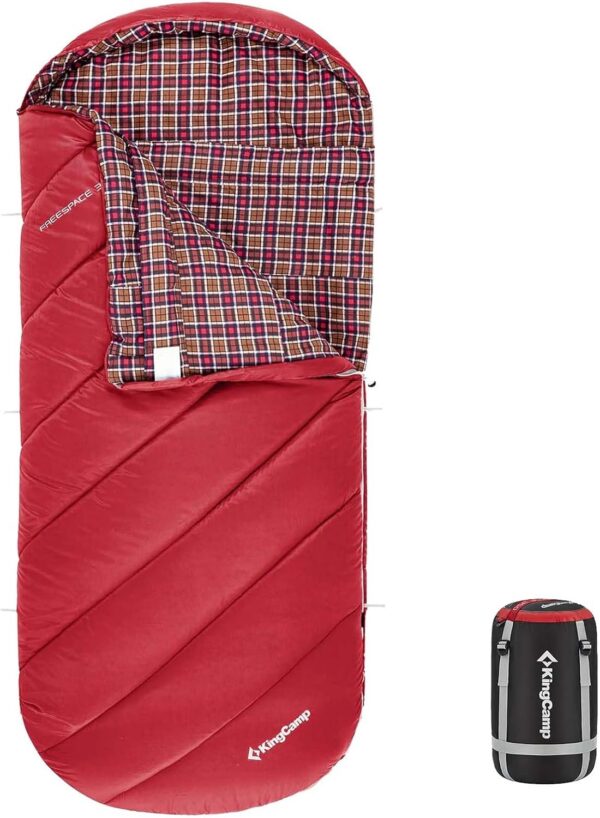 1b65ef8d3ef0e3f4 KingCamp Sleeping Bag for Adults, Cold Weather & Warm Extra Wide Big & Tall XL Portable Waterproof Flannel Sleeping Bags, Essentials Gear Accessories for Camping Backpacking Hiking Indoor & Outdoor