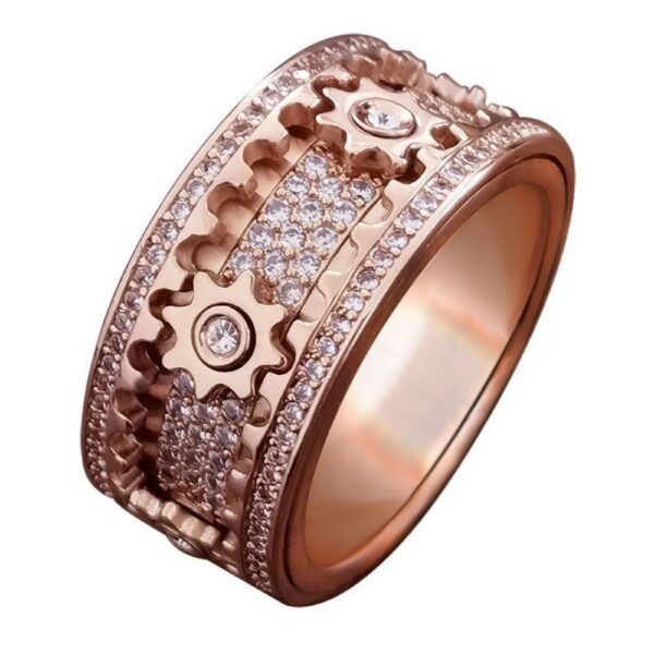 1b7be2765e3cec15 New 3D Band Ring Ornate Diamond Rotating Gear Spinner Rings Handmade Geometric Mechanical Decompression Anxiety Supplies
