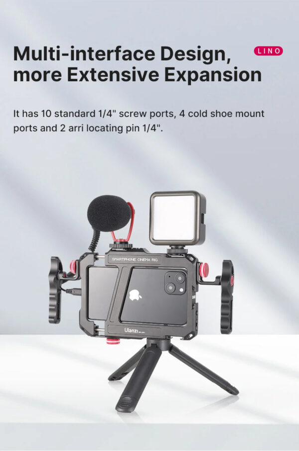 1b8caa0af123cc5b Ulanzi Lino Smartphone Cage for iPhone 16 15 14 13 12 X XR XS Max Mini/Pro/Pro Max Smartphone Handle Grip Phone Vlog Video