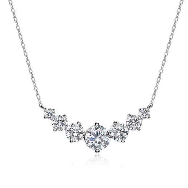 Smyoue 1.7-5CTTW All Moissanite Necklace for Women Smile Princesses Sparkling Diamond Pendant S Sterling Sier Plated PT950