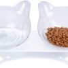 1b9f9ed3fcf001a1 Anti Vomiting Cat Bowls - Elevated Tilted 15° Cat Food Bowl, Raised Plastic Cat Dishes with Non-Slip Rubber Base Stand Kitty Bowl for Cats (White)