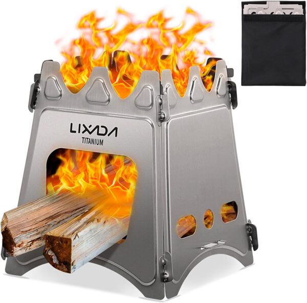 Lixada Compact Folding Wood Stove for Outdoor Camping Cooking Picnic
