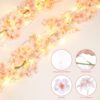 Sunm Boutique 8-Pack 47.2 Ft Artificial Cherry Blossom Garland Cherry Blossom Hanging Vine with 65.6 Ft Long 160 LED String Lights Silk Sakura Vines Garland for Wedding Party Home Decor, Pink