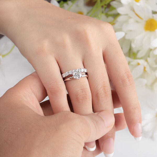 1badb03435aa0c33 Smyoue 0.7CT 3mm Gemstone Moissanite Rings for Women S Sier Matching Wedding Diamonds Band Stackable Ring White Gold Gift
