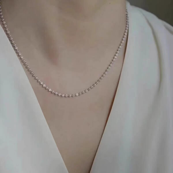 1badfc4485a8eb26 Sterling Sier 2mm Sparkling Diamond Necklace for Women men 40cm - 60cm S Ball Beads Chain fit Pendant DIY Jewelry