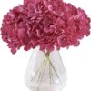 Hydrangea Silk Flower White 10 Heads Artificial Hydrangea Silk Flowers Head for Wedding Centerpieces Bouquets DIY Floral Decor Home Decoration with Long Stems - White