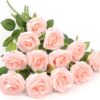 Artificial Rose Flower Dusty Rose Flower Silk Flowers 12 pcs with Long Stem Silk Roses Bouquet for Wedding Bridal Shower Party Home Decoration