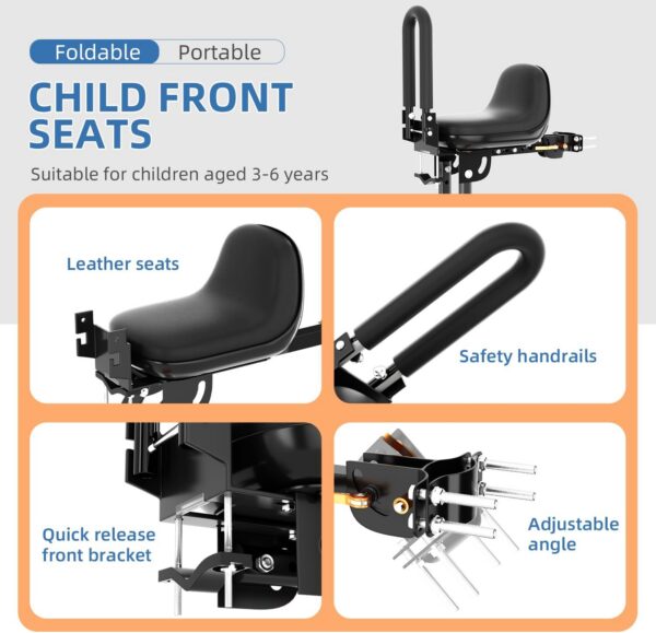 1bc4a3508bccb22a Child Bike Seat, Kids Bike Seat with Guardrail, High Seat Cushion Backrest Mountain Bike Child Bike Seat, Bicycle Child Safety Seat for Children from 1 to 5 Years Old