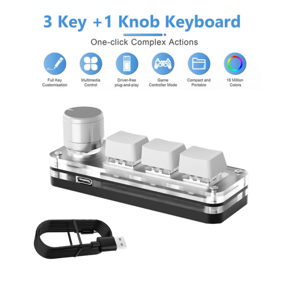 1bd543afd57f05e4 ropad ro Mechanical Keyboard RGB Mini Gaming Custom Programming Knob Keypads Red Switch 3 Keys For Photoshop