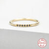 CANNER Square Black Diamond Ring 100% Sterling Sier Anillos Gold For Women Fine Jewelry Wedding Rings Bijoux