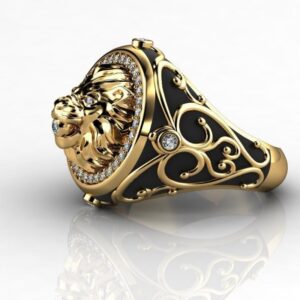 1bf6549071f2ca16 HOYON Gold Color Full Diamond Zircon Lion Wedding Punk Style Engagement Ring for Men's Retro Women's Jewelry