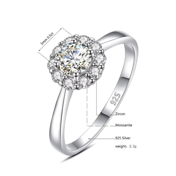 1bfe50f12af8f1d1 Certified Woman wer Ring With Moissanite Dia 0.5ct 5mm Wedding Engagement Rings Pure Sier Women's Jewelry For Girl Gift
