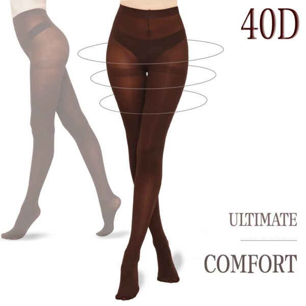 HA WA 2 Pairs Semi Opaque Tights, Winter Control Top 40D Microfiber Leggings for women