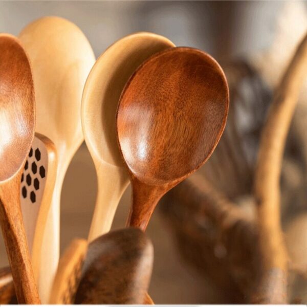 1c147d8f158cf91f 6pcs Nanmu Wooden Japanese Style Spoon Utensils for Tableware Cutlery Set Festival Kitchen Dinnerware Gift