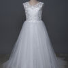 1c16d0d92ebbeb9e White Bridesmaid Girls Flower Girl Dresses Ball Kids Wedding Party Pageant First Communion Gown Big Bow Sleeveless