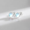 1c21a11310053235 Modian 925 Sterling Silver Round Exquisite Moonstone 4 5 6 MM Stud Earrings Platinum Plated Charm Ear Studs For Women Jewelry