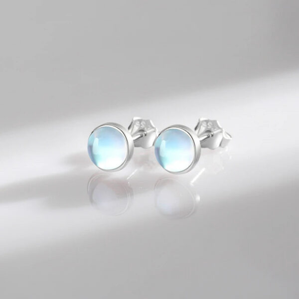 1c21a11310053235 Modian 925 Sterling Silver Round Exquisite Moonstone 4 5 6 MM Stud Earrings Platinum Plated Charm Ear Studs For Women Jewelry