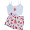 1c38b9256443c915 SweatyRocks Women's Summer Strawberry Print Cami Top and Shorts Sleepwear Pamas Set