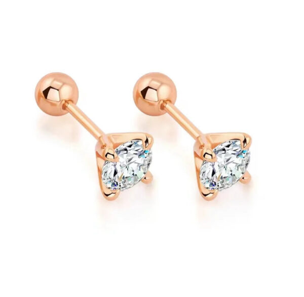 ) 925 Sterling Silver 0.3-1 Carat * 2 Moissanite Four-Claw Screw Earrings Fashion Casual High-End Design Sense Niche Lady