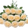 Artificial Rose Flower Dusty Rose Flower Silk Flowers 12 pcs with Long Stem Silk Roses Bouquet for Wedding Bridal Shower Party Home Decoration