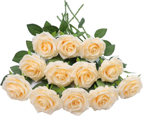 Artificial Rose Flower Dusty Rose Flower Silk Flowers 12 pcs with Long Stem Silk Roses Bouquet for Wedding Bridal Shower Party Home Decoration