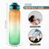 1c7486fd4efbb00a 1pc 1000ml Large Capacity Gradient Water Bottle,Water Bottle Straw 1 Litre Leakproof with Time Marker,for Sports Fiess