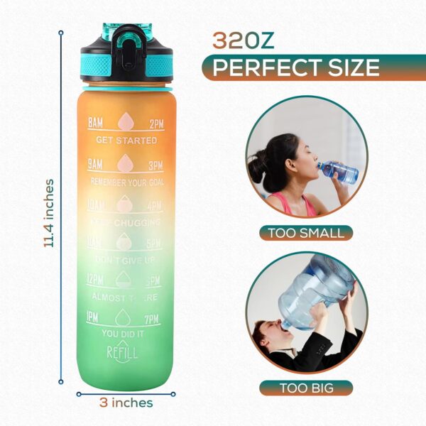 1c7486fd4efbb00a 1pc 1000ml Large Capacity Gradient Water Bottle,Water Bottle Straw 1 Litre Leakproof with Time Marker,for Sports Fiess
