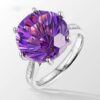 HOYON Rose Gold Brazilian Natural amethyst Six claw Temperament Colorful Gem Diamond Style Opening Ring
