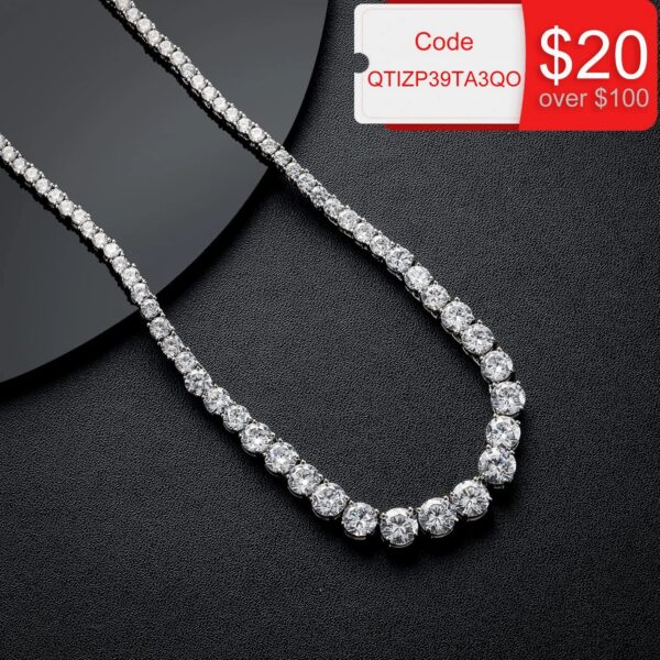 1c8a32be873b4a5b Full moissanite tennis necklace With Certificate 3-5mm Size Gradient Diamond Necklaces for women Sterling Sier Neck Chain