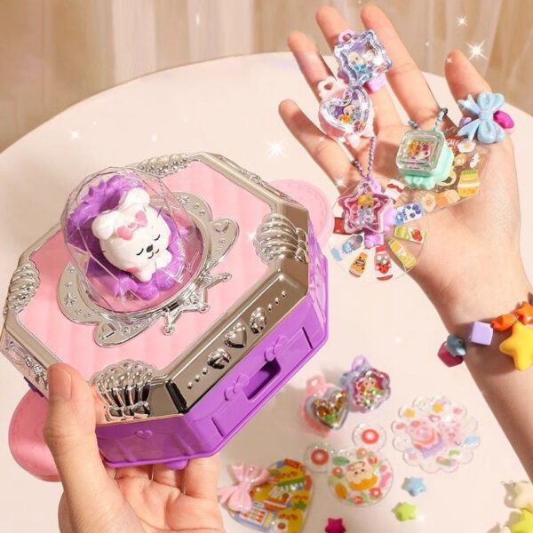 1c973b942356c405 DIY Making Jewel Rings Magical Kit for Girl Supplies Bead Handmade Princess Pendant Keychain Colored Beans Kid Toy Birthday Gift