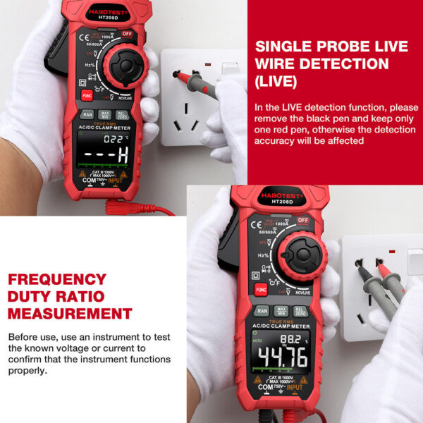 HT208A/D AC/DC Digital Clamp Meter Multimeter Pinza Amperimetrica True RMS High Precision Capacitance NCV Ohm Hz Tester