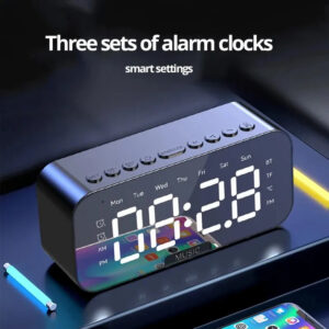 1ca23899cea74ee7 1pc LED Digital Alarm Clock with Bluetooth ,Speaker Mirror Bedroom Office Decor Table Screen Temperature FM Radio