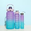 1ca2496026917e91 3Pcs Gradient Plastic Set Large Capacity Sports Water Bottle Outdoor Travel Gym Fiess Jugs Student Portable Cup WIth Straw