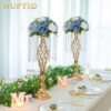NUPTIO Flower Balls for Wedding Centerpieces - 2 Pcs 9.5 inch Diameter Fake Flower Ball Arrangement Bouquet Party Centerpieces for Tables - Dusty Blue Rose Bouquet Centerpiece Flowers for Table