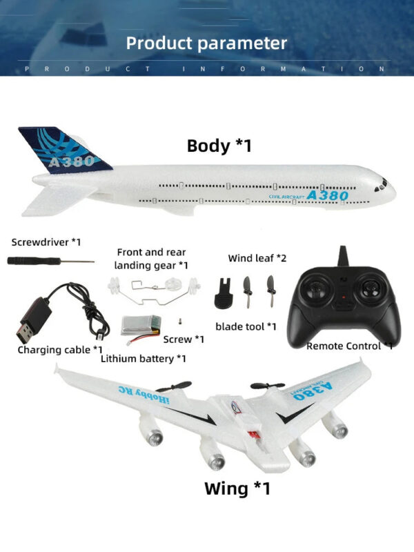 A380 Airplane Airbus RC Airplane Foam Toys 2.4G Glide Fixed Wing RTF Plane Outdoor Toys Drone Modle Easy Fly Children Gift