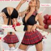 1cb9295bc13919b4 Avidlove for Women Sexy Lace Two Piece Lingerie Outfits with Tie Top and Mini Pleated Skirt Set